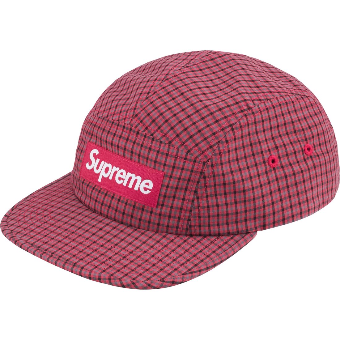Supreme Cordura Plaid Camp Cap (SS25) - Red - $54