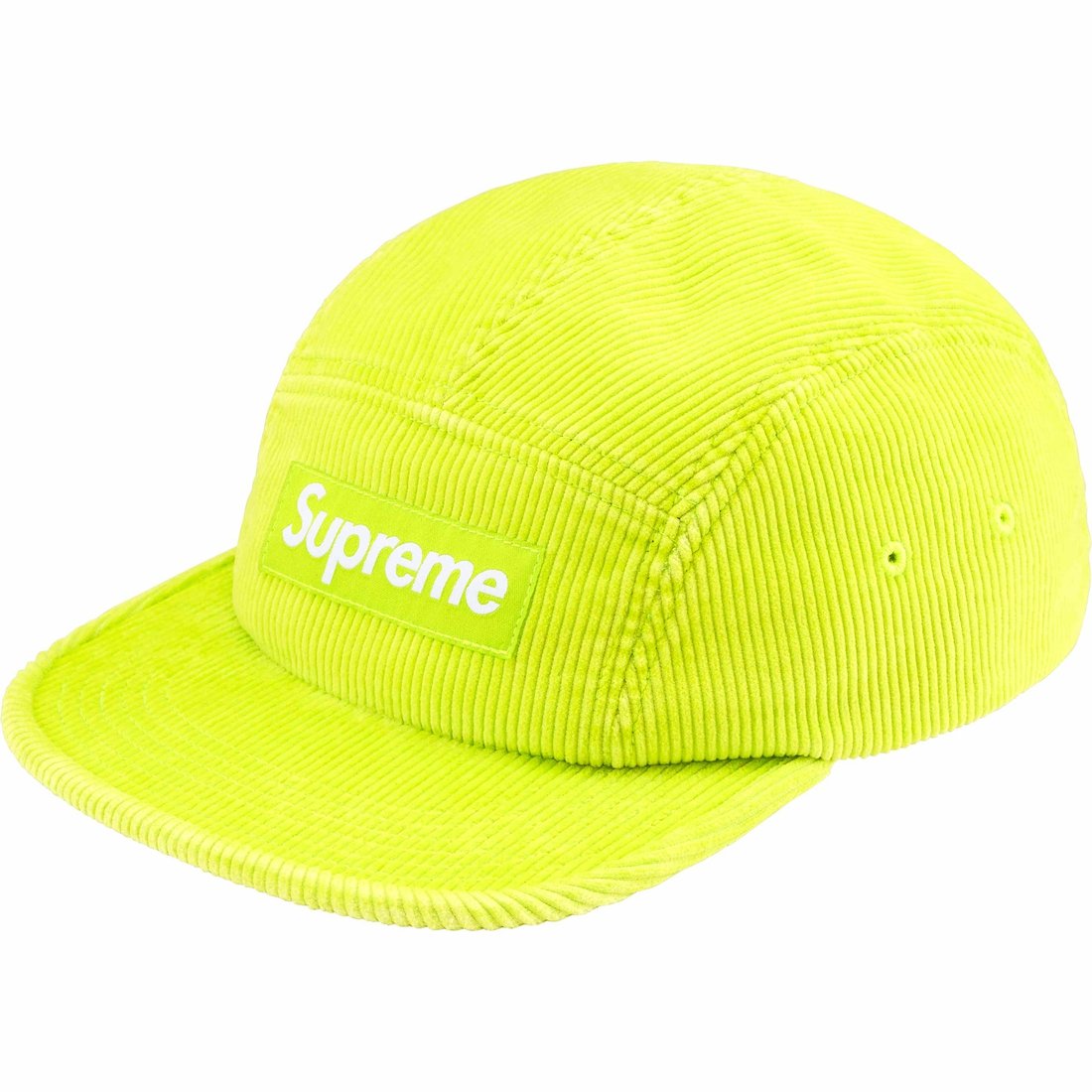 Supreme Corduroy Camp Cap (SS25) - Neon Yellow - $48