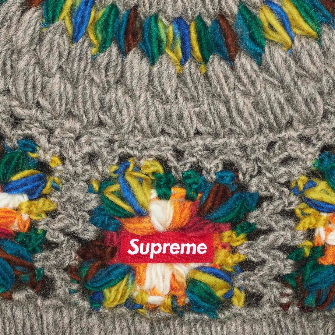 Supreme Crochet Beanie (SS25) - Heather Grey - $60