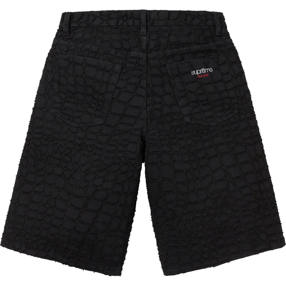Supreme Frayed Croc Baggy Denim Short (SS25) - Black - $268