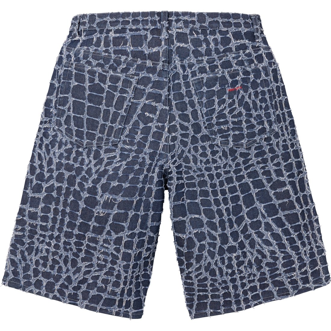 Supreme Frayed Croc Baggy Denim Short (SS25) - Indigo - $268