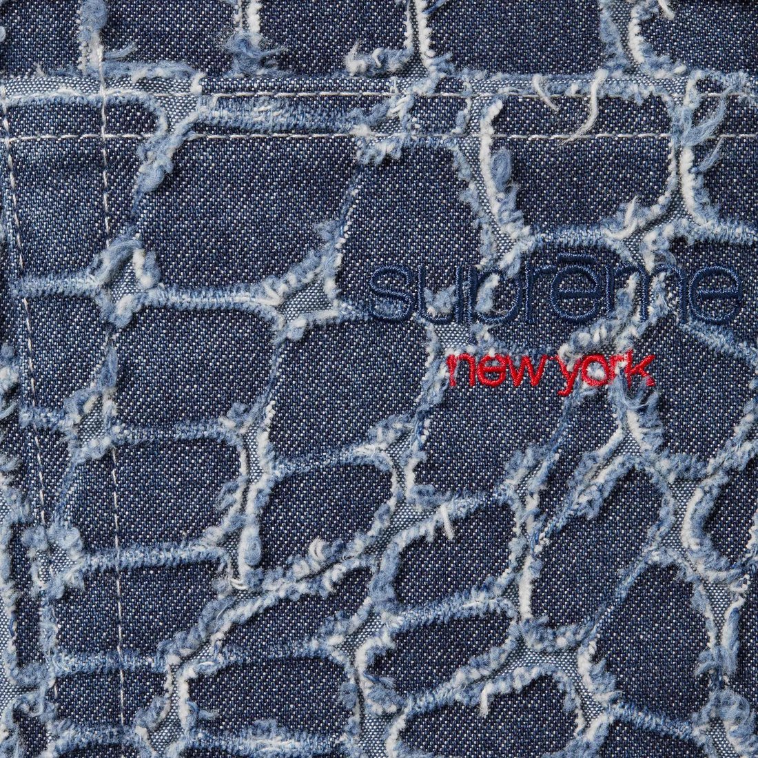 Supreme Frayed Croc Baggy Denim Short (SS25) - Indigo - $268