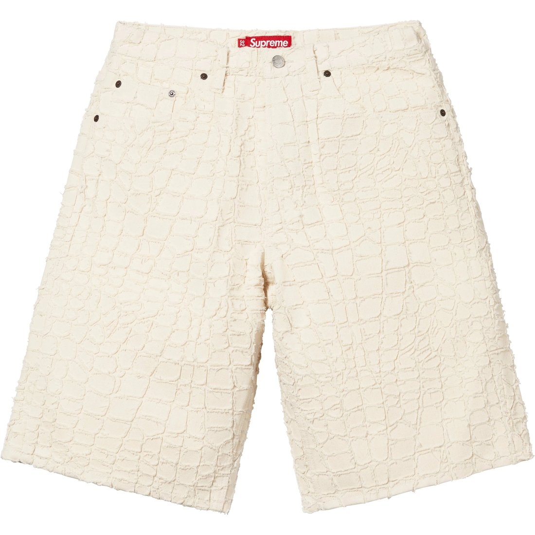 Supreme Frayed Croc Baggy Denim Short (SS25) - Natural - $268