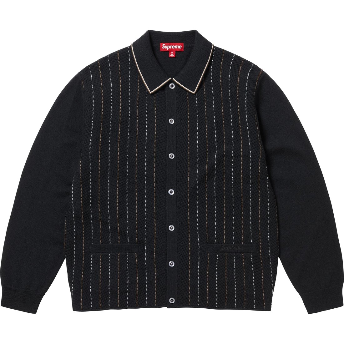 Supreme Herringbone Cardigan (SS25) - Black - $188