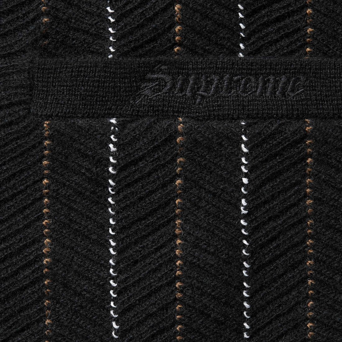 Supreme Herringbone Cardigan (SS25) - Black - $188