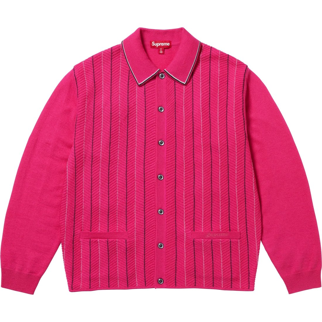 Supreme Herringbone Cardigan (SS25) - Pink - $188