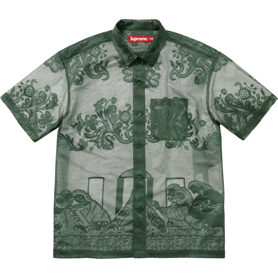 Supreme Last Supper Lace S S Shirt (SS25) - Dark Green - $148