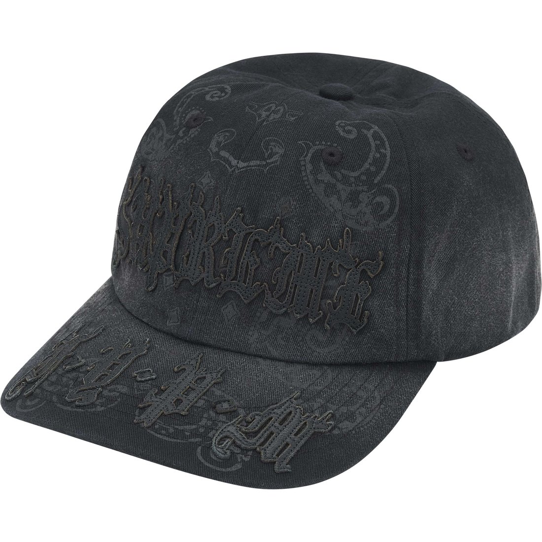Supreme Leather Appliqué 6-Panel (SS25) - Black - $60
