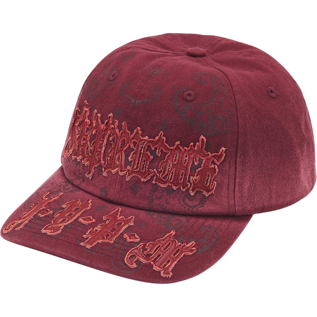Supreme Leather Appliqué 6-Panel (SS25) - Maroon - $60