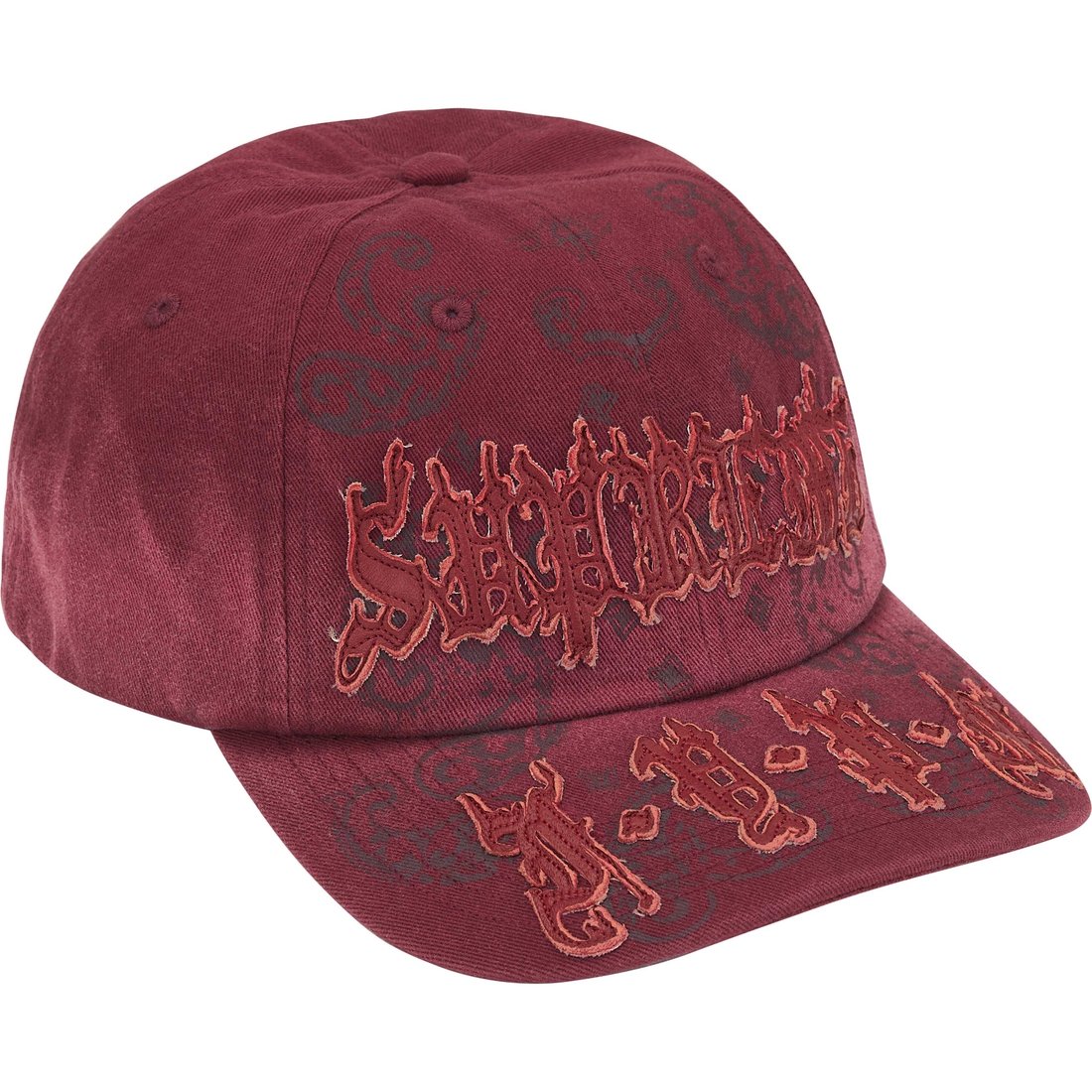 Supreme Leather Appliqué 6-Panel (SS25) - Maroon - $60