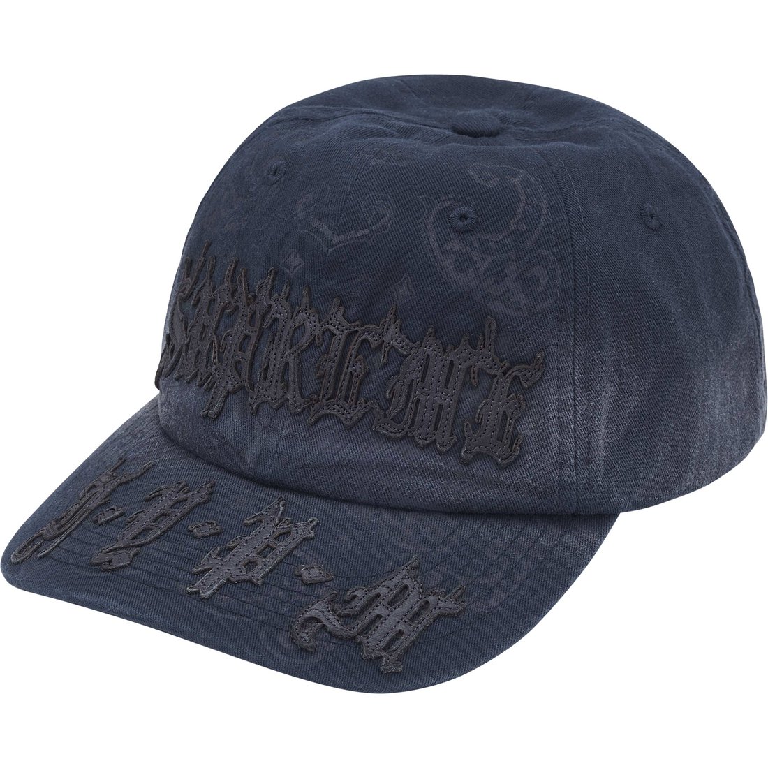 Supreme Leather Appliqué 6-Panel (SS25) - Navy - $60