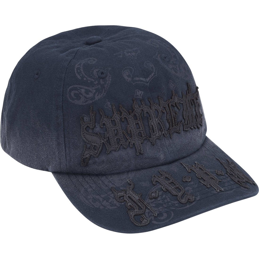 Supreme Leather Appliqué 6-Panel (SS25) - Navy - $60