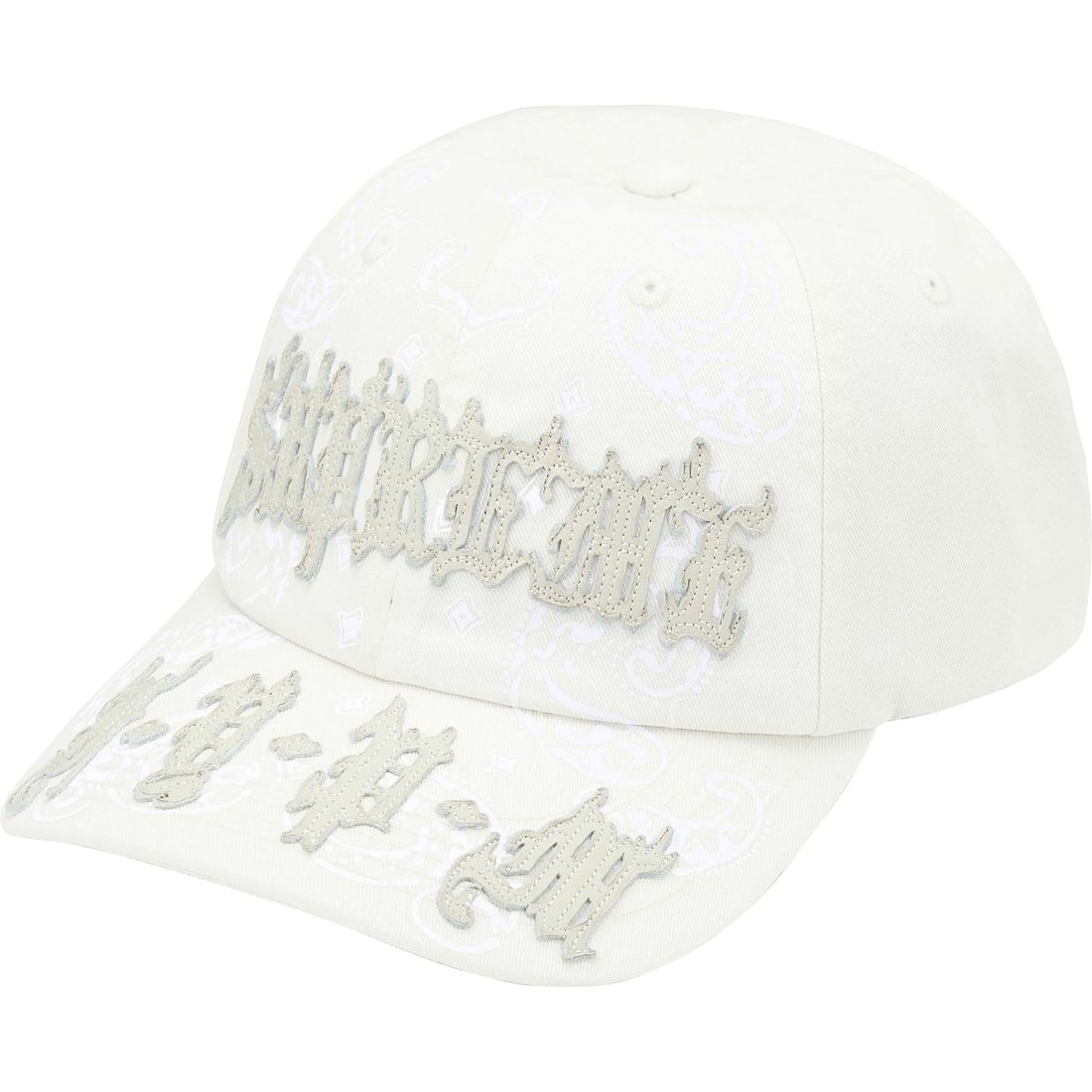 Supreme Leather Appliqué 6-Panel (SS25) - White - $60