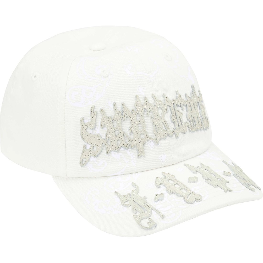 Supreme Leather Appliqué 6-Panel (SS25) - White - $60