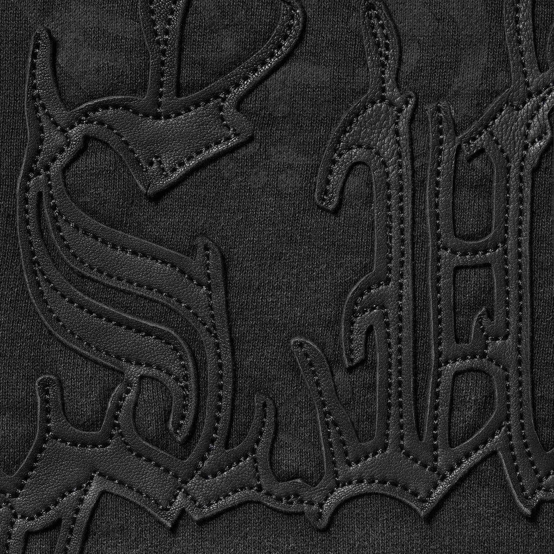 Supreme Leather Appliqué Zip Up Hooded Sweatshirt (SS25) - Black - $228