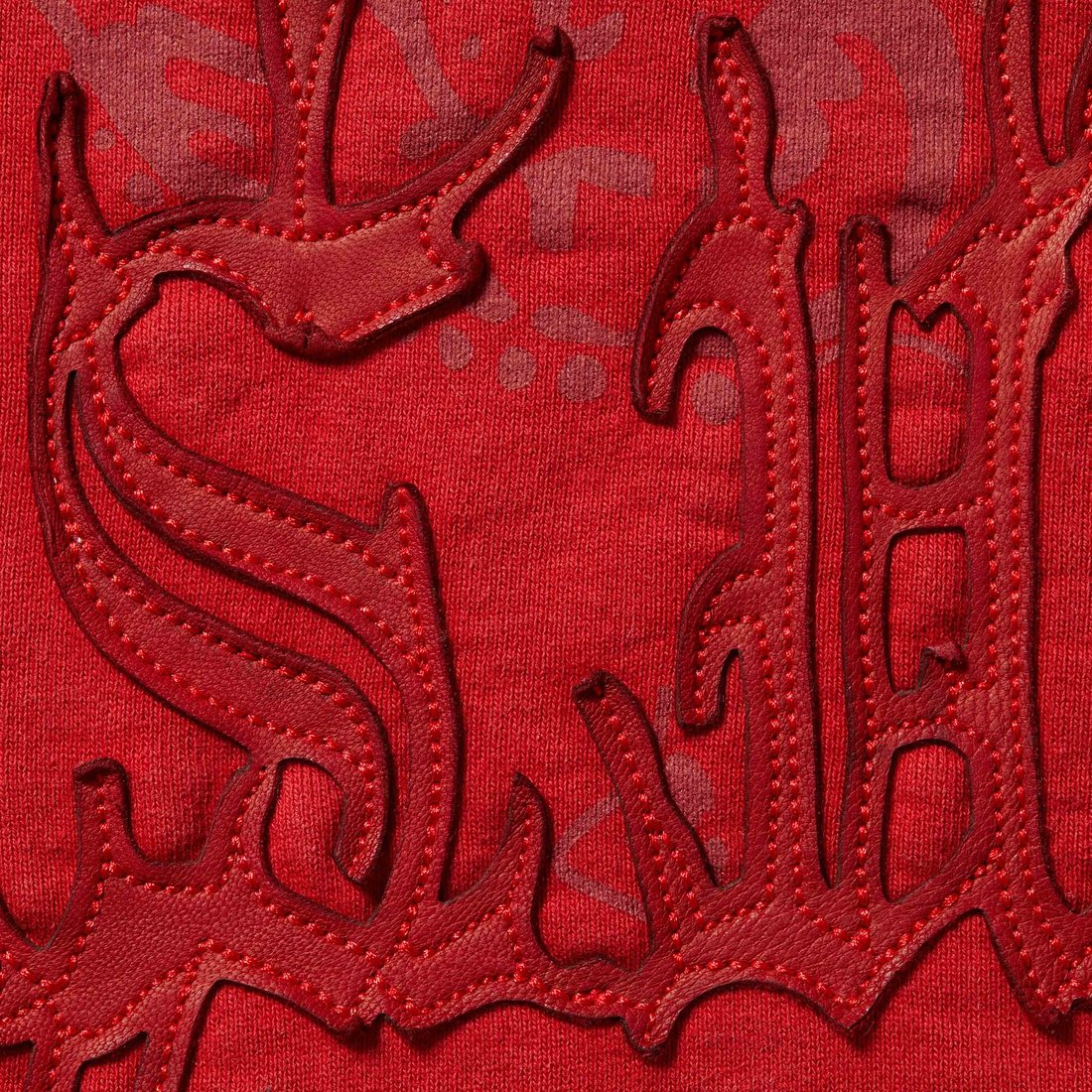 Supreme Leather Appliqué Zip Up Hooded Sweatshirt (SS25) - Burnt Red - $228