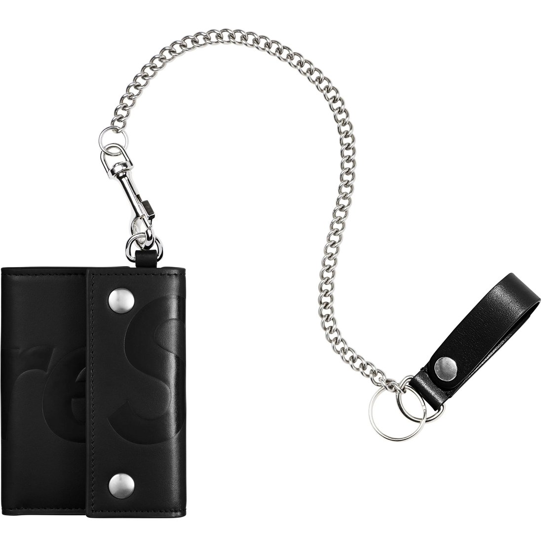 Supreme Leather Chain Wallet (SS25) - Black - $198
