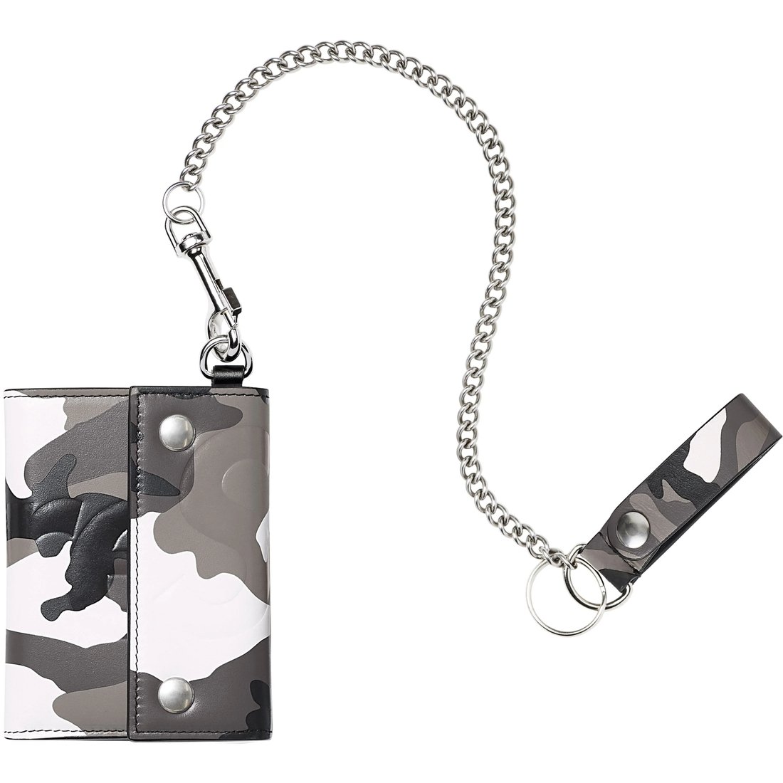 Supreme Leather Chain Wallet (SS25) - Snow Camo - $198