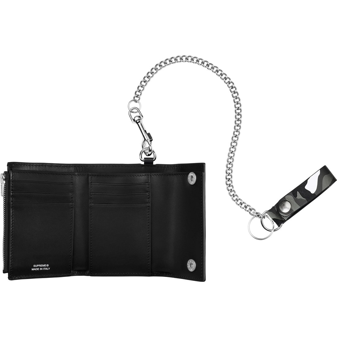 Supreme Leather Chain Wallet (SS25) - Snow Camo - $198