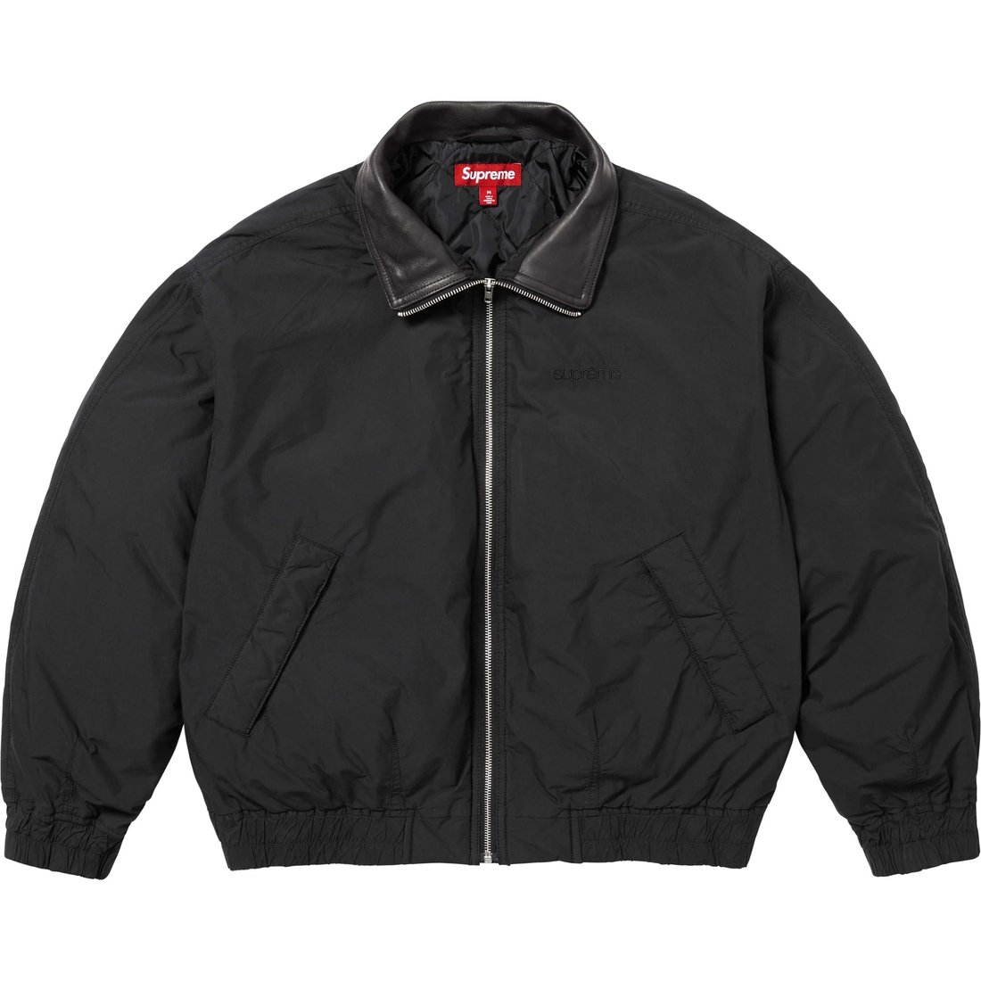 Supreme Leather Collar Utility Jacket (SS25) - Black - $298
