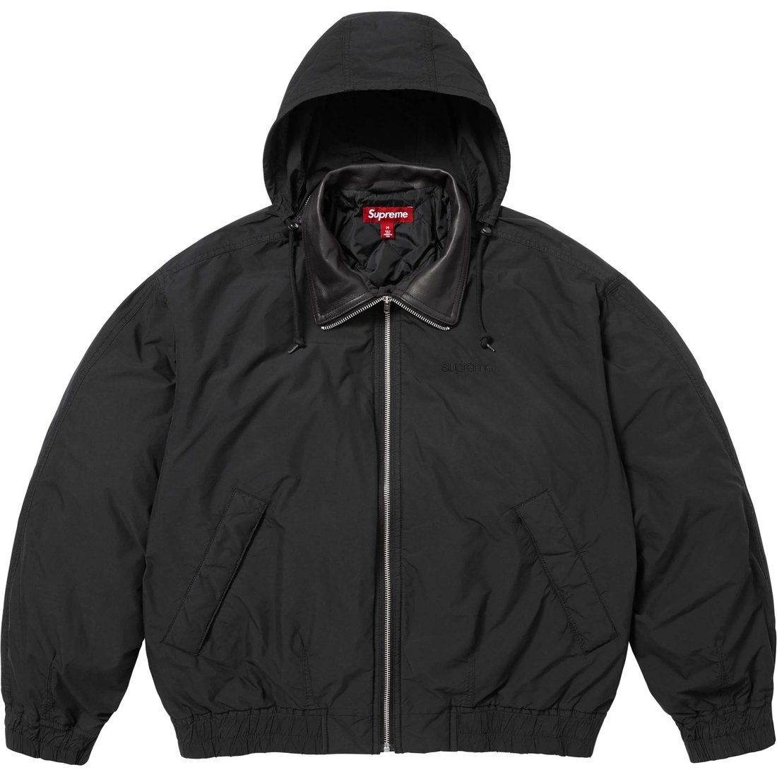 Supreme Leather Collar Utility Jacket (SS25) - Black - $298