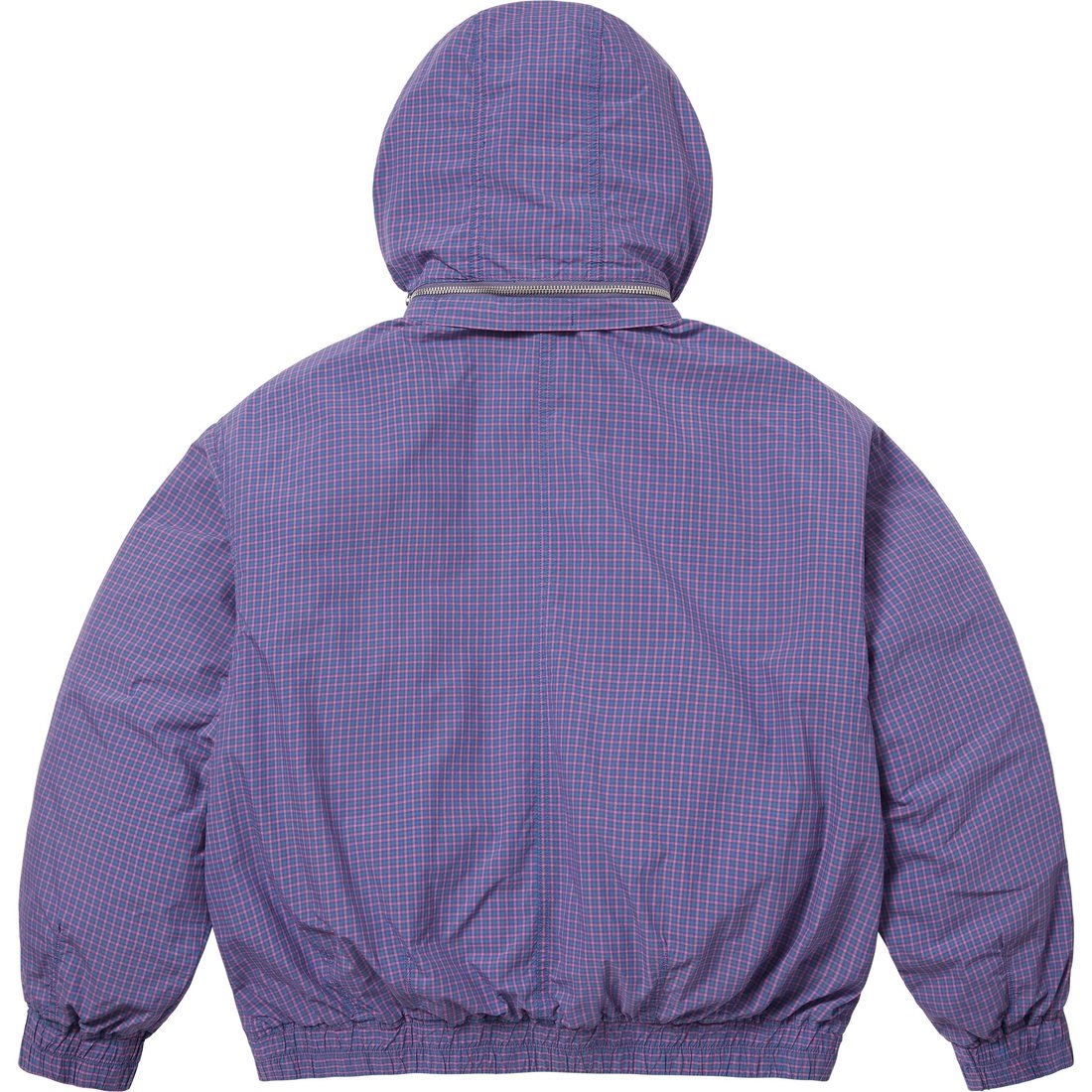 Supreme Leather Collar Utility Jacket (SS25) - Blue Plaid - $298