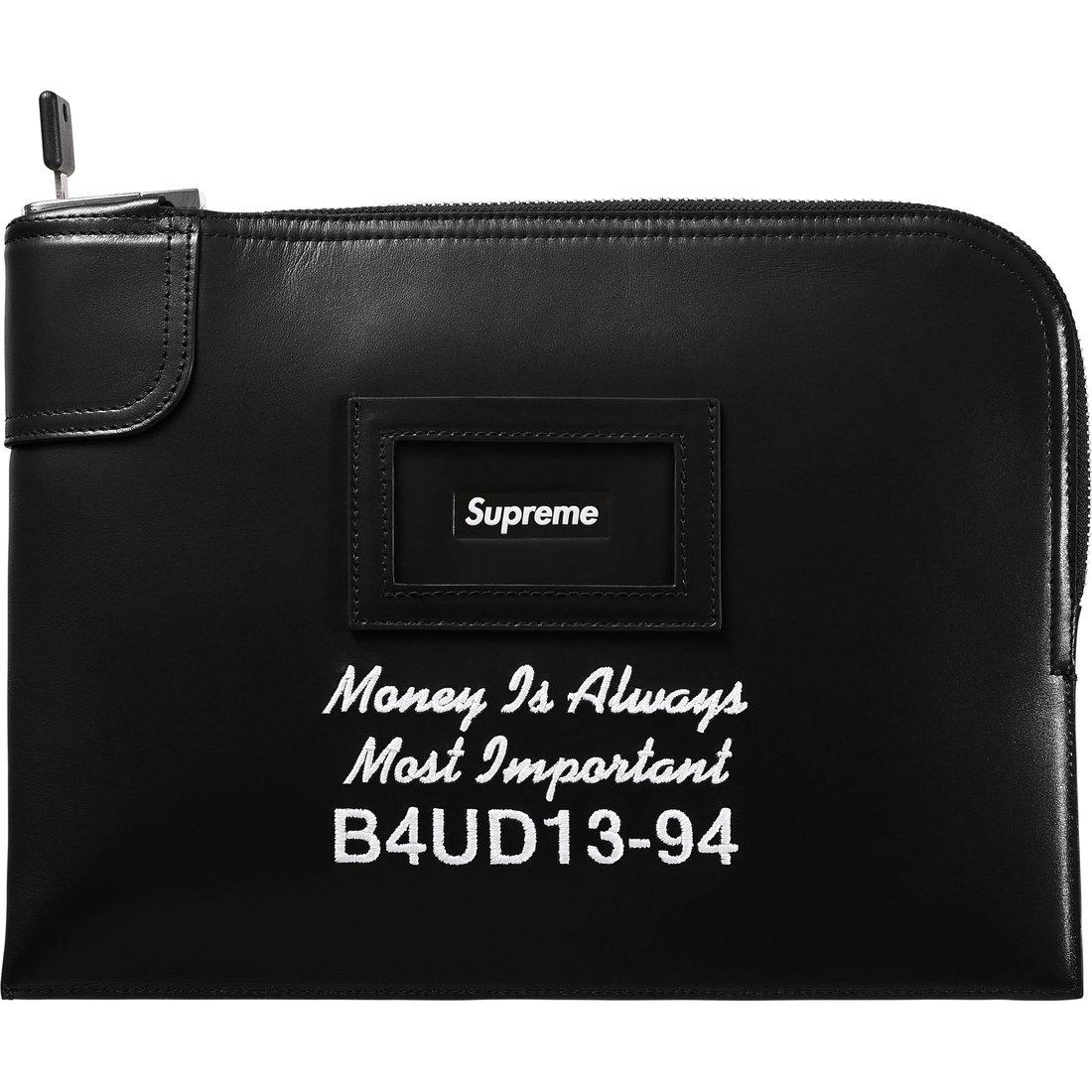 Supreme Leather Money Bag (SS25) - Black - $368