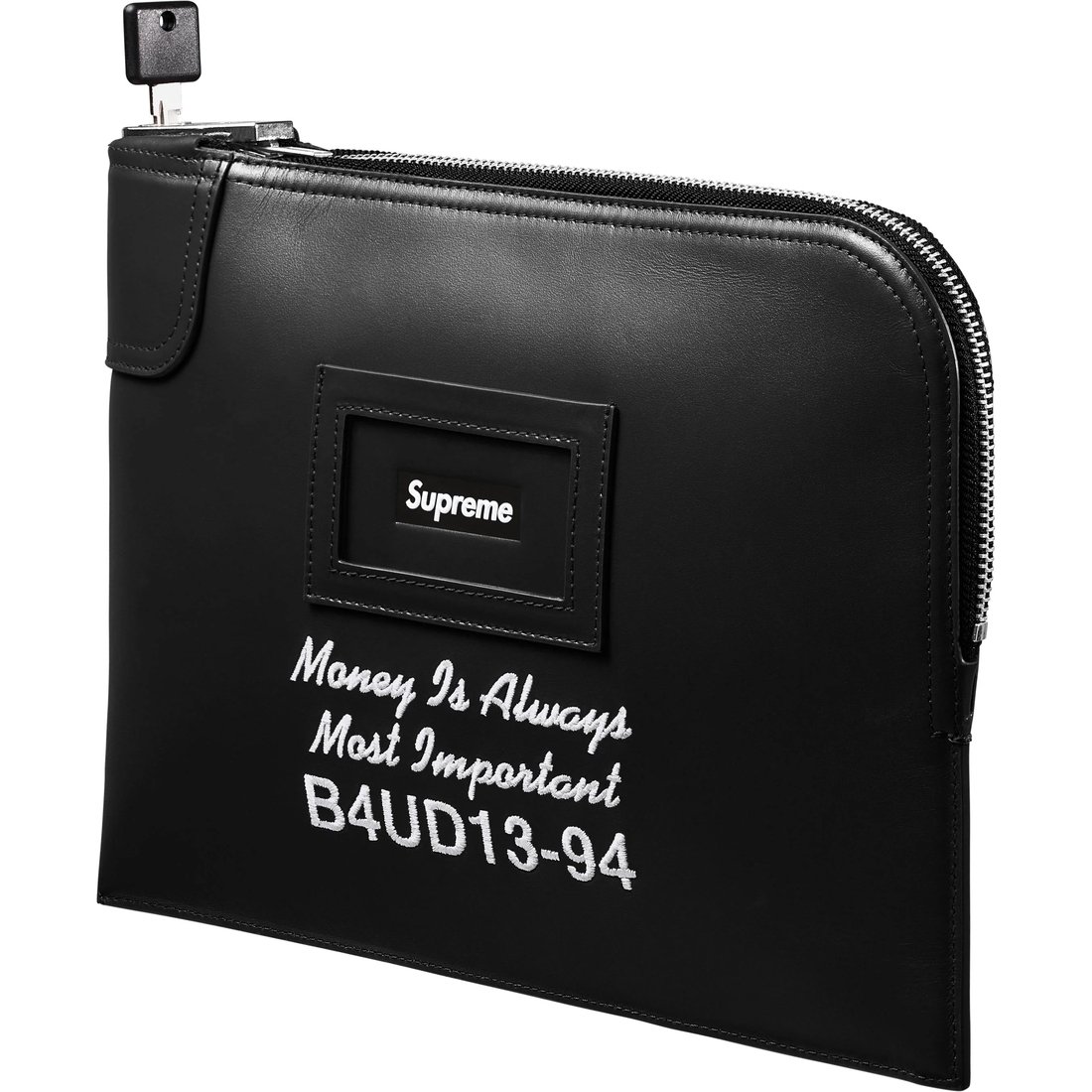 Supreme Leather Money Bag (SS25) - Black - $368