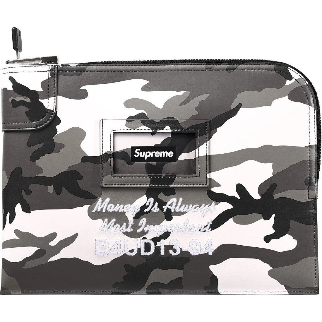 Supreme Leather Money Bag (SS25) - Snow Camo - $368