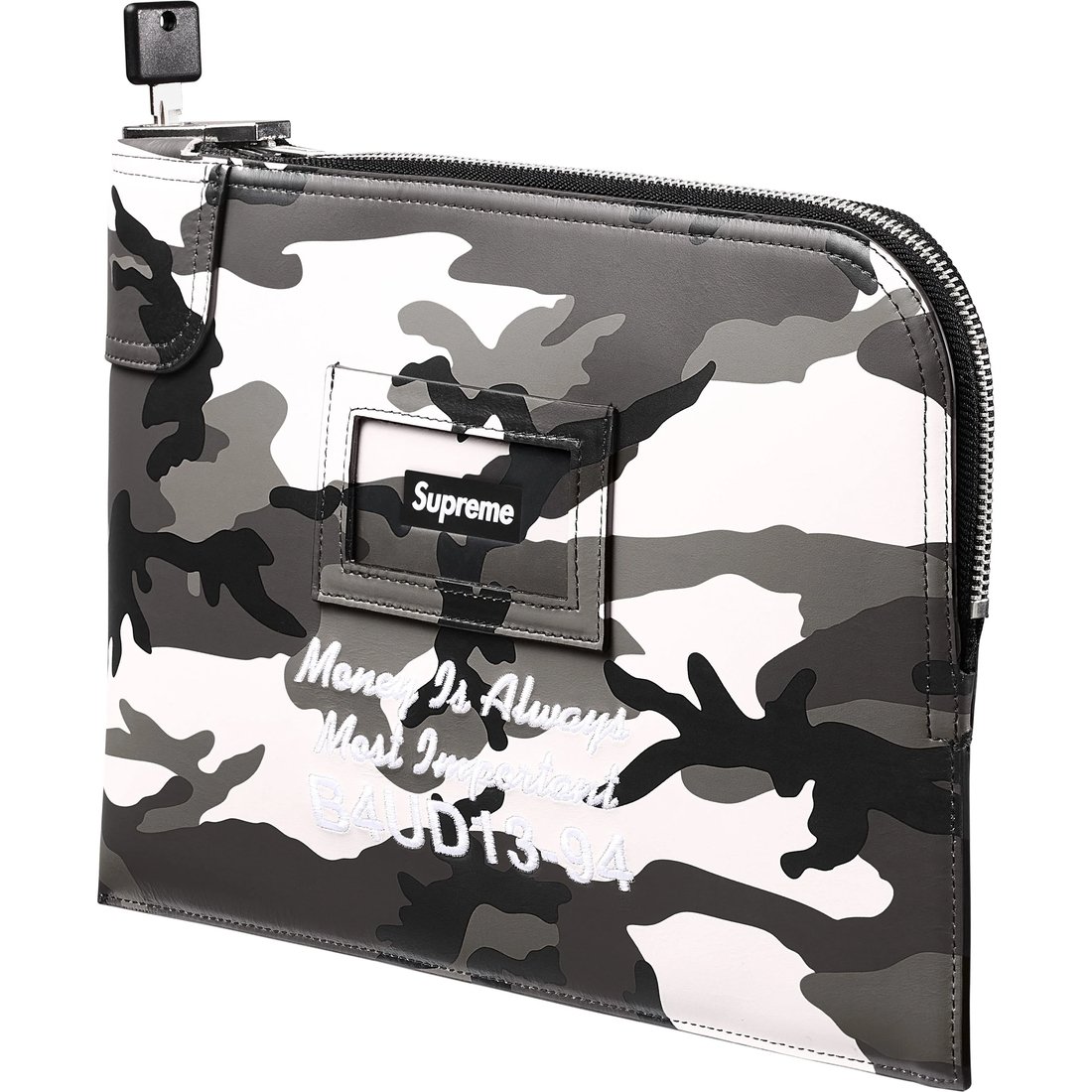 Supreme Leather Money Bag (SS25) - Snow Camo - $368