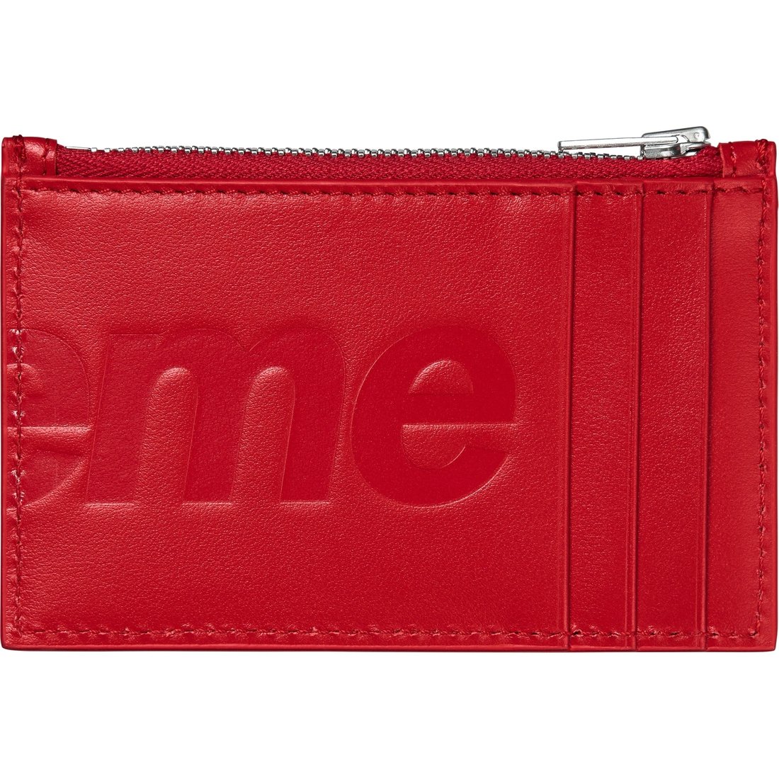 Supreme Leather Zip Card Holder (SS25) - Red - $128