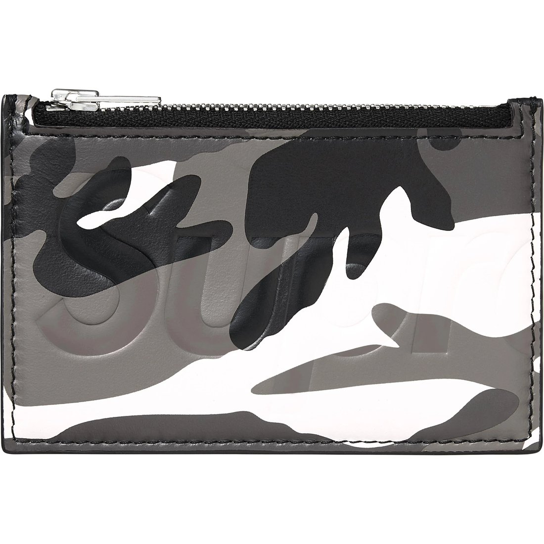 Supreme Leather Zip Card Holder (SS25) - Snow Camo - $128