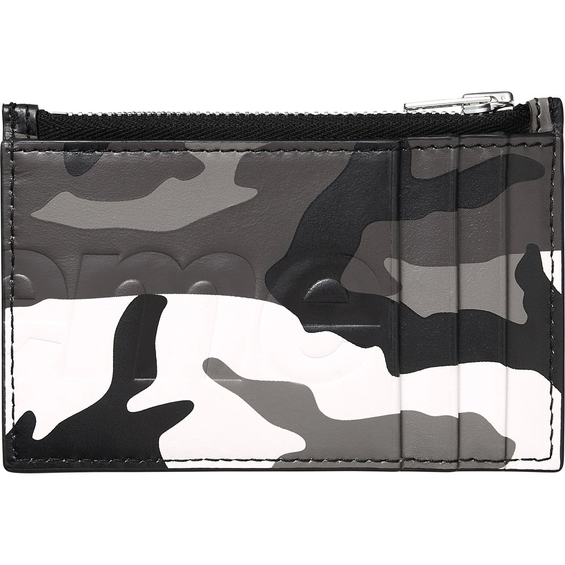 Supreme Leather Zip Card Holder (SS25) - Snow Camo - $128