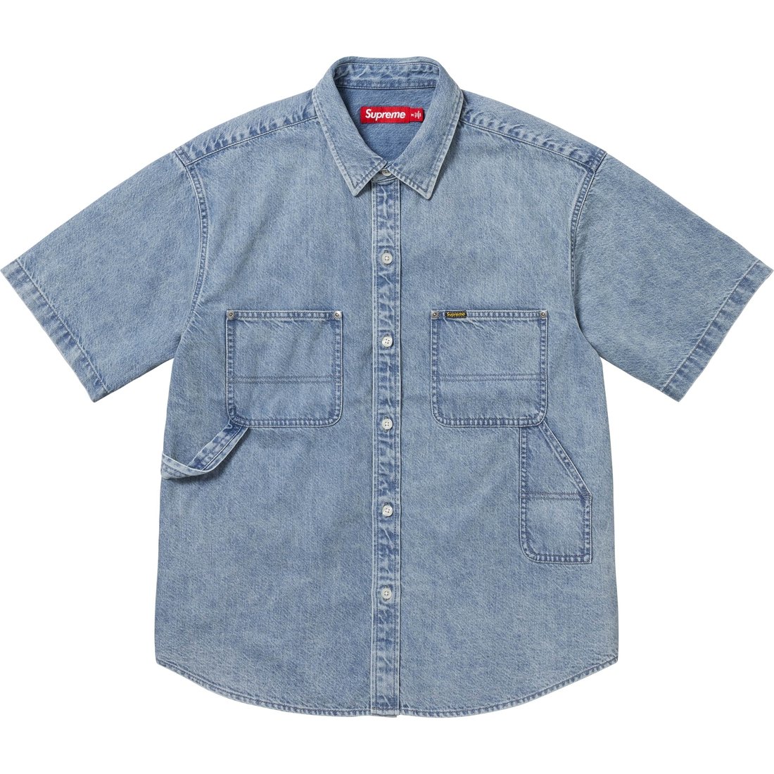 Supreme Loose Fit S S Denim Painter Shirt (SS25) - Washed Indigo - $138