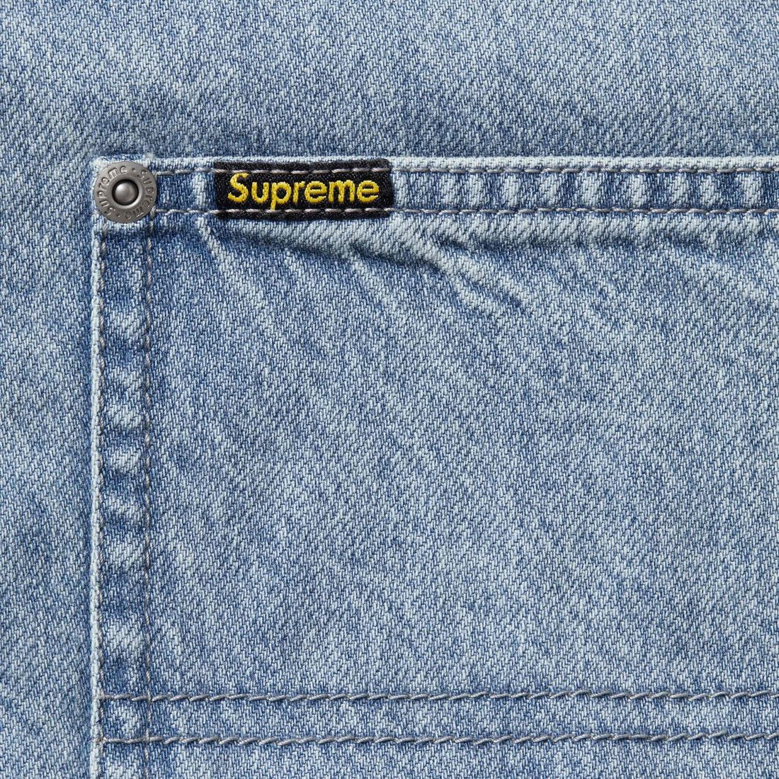 Supreme Loose Fit S S Denim Painter Shirt (SS25) - Washed Indigo - $138