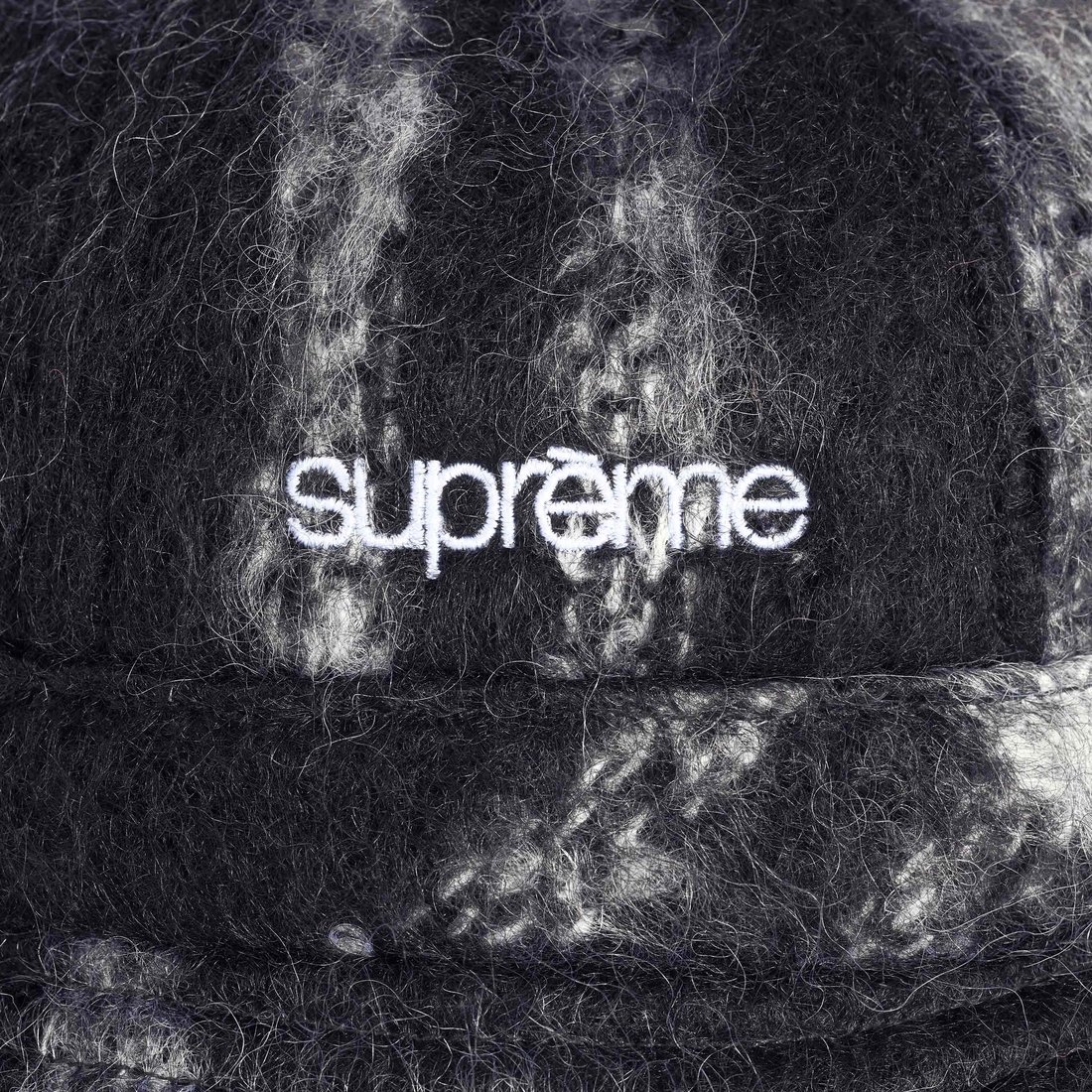 Supreme Mohair Plaid Bell Hat (SS25) - Black - $110