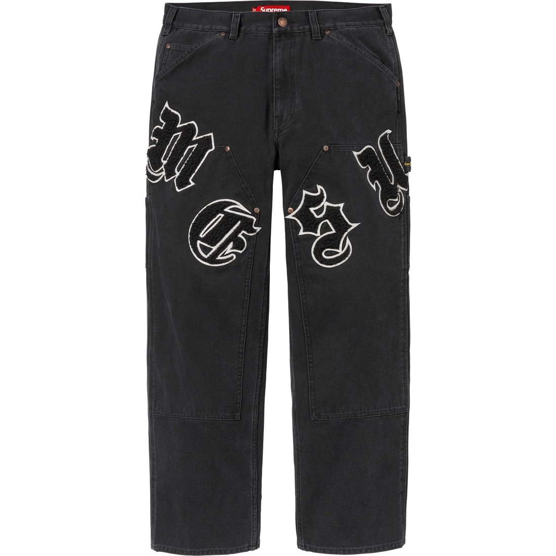 Supreme Old English Canvas Double Knee Painter Pant (SS25) - Black - $198