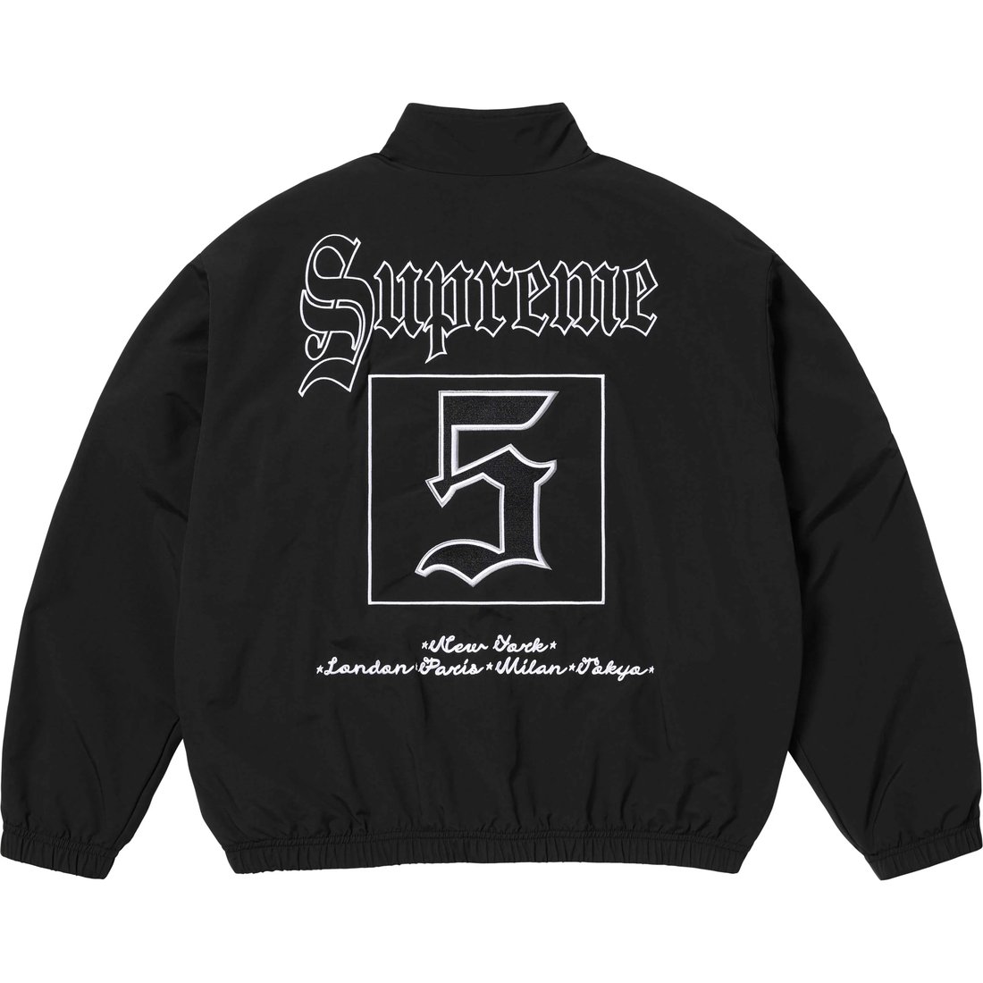 Supreme Old English Track Jacket (SS25) - Black - $178