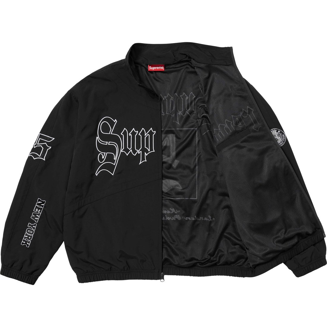 Supreme Old English Track Jacket (SS25) - Black - $178