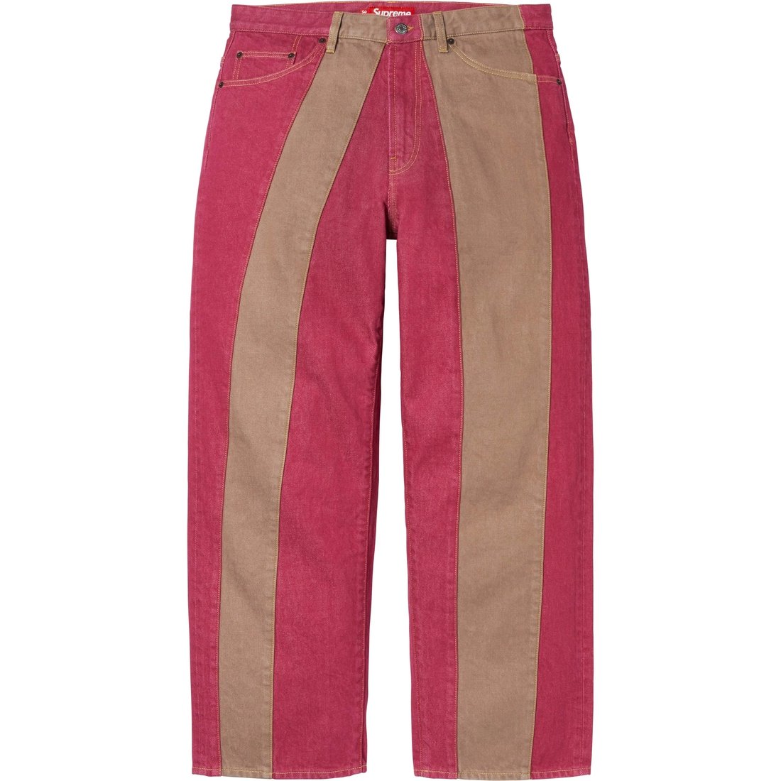 Supreme Paneled Stripe Baggy Jean (SS25) - Red - $198