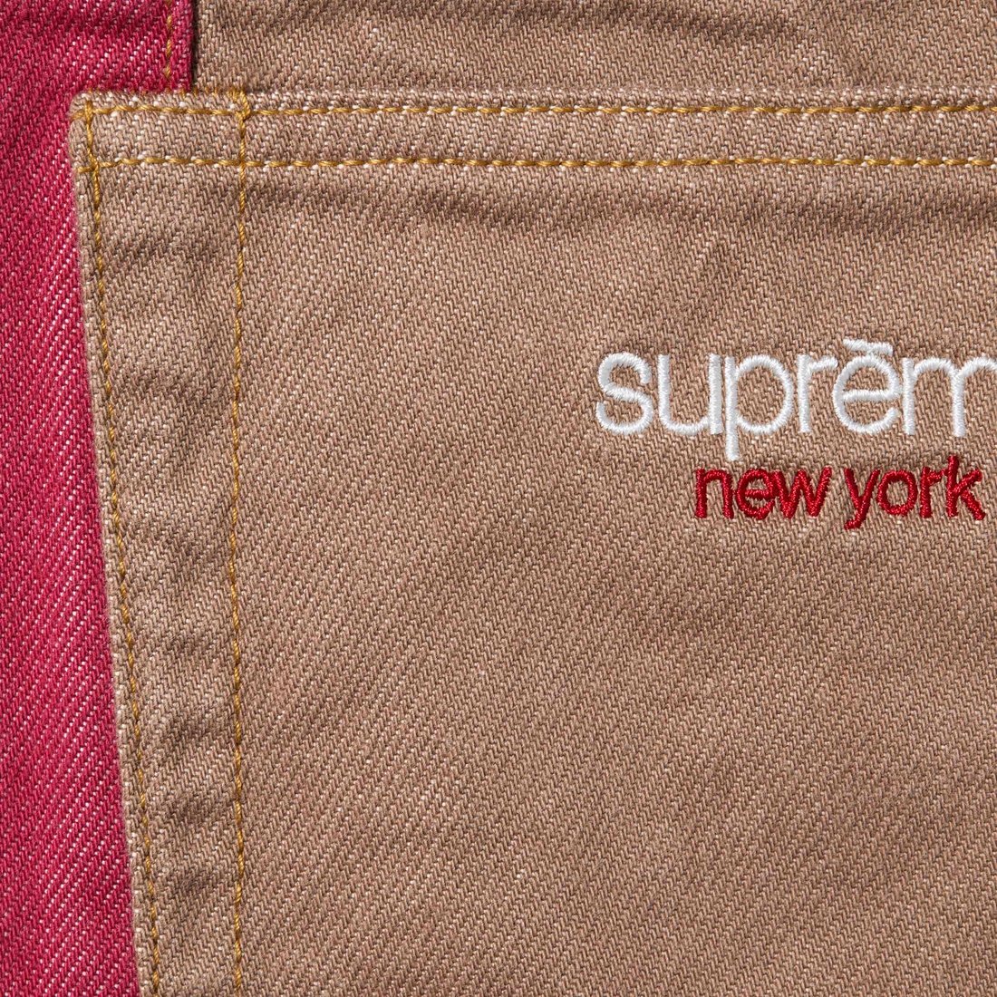 Supreme Paneled Stripe Baggy Jean (SS25) - Red - $198