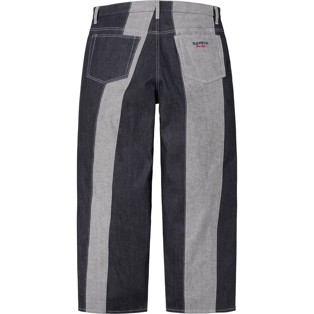 Supreme Paneled Stripe Baggy Jean (SS25) - Rigid Indigo - $198