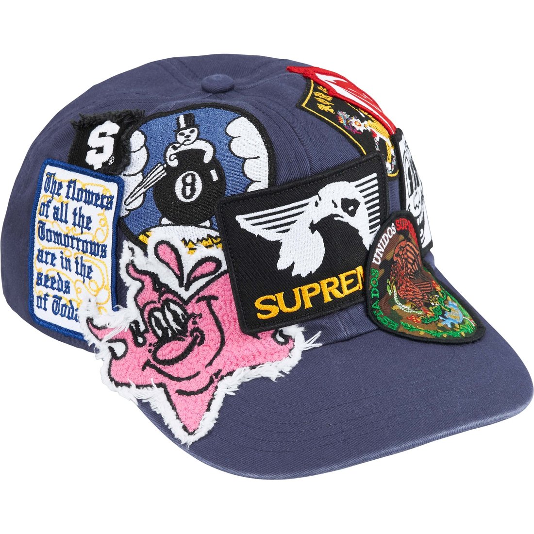 Supreme Patches 6-Panel (SS25) - Navy - $88