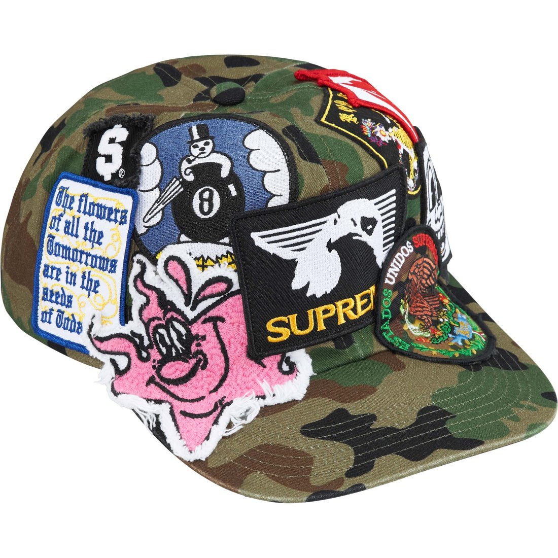 Supreme Patches 6-Panel (SS25) - Olive Camo - $88