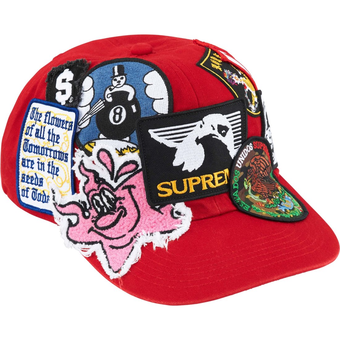 Supreme Patches 6-Panel (SS25) - Red - $88