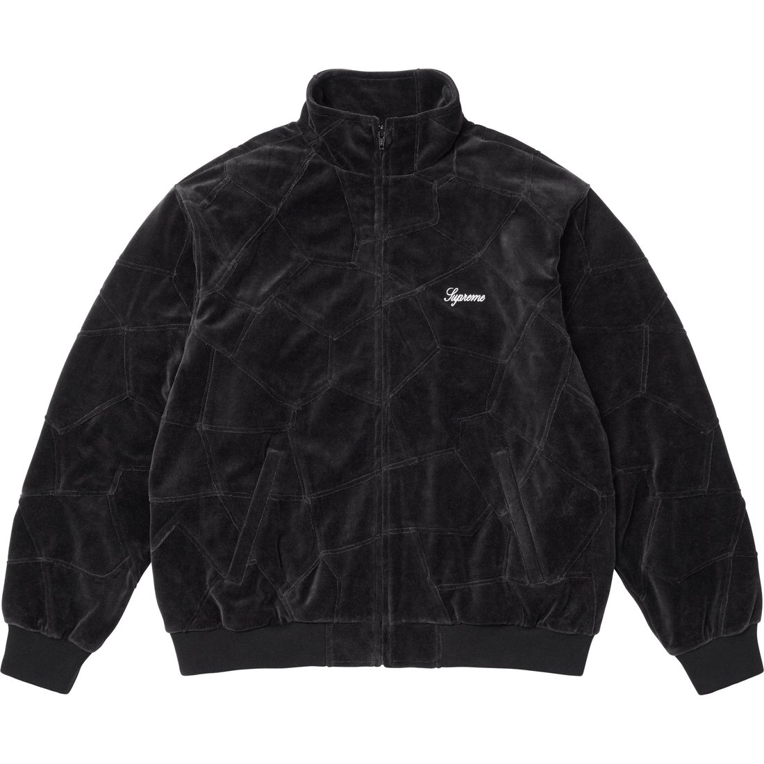 Supreme Patchwork Velour Track Jacket (SS25) - Black - $238