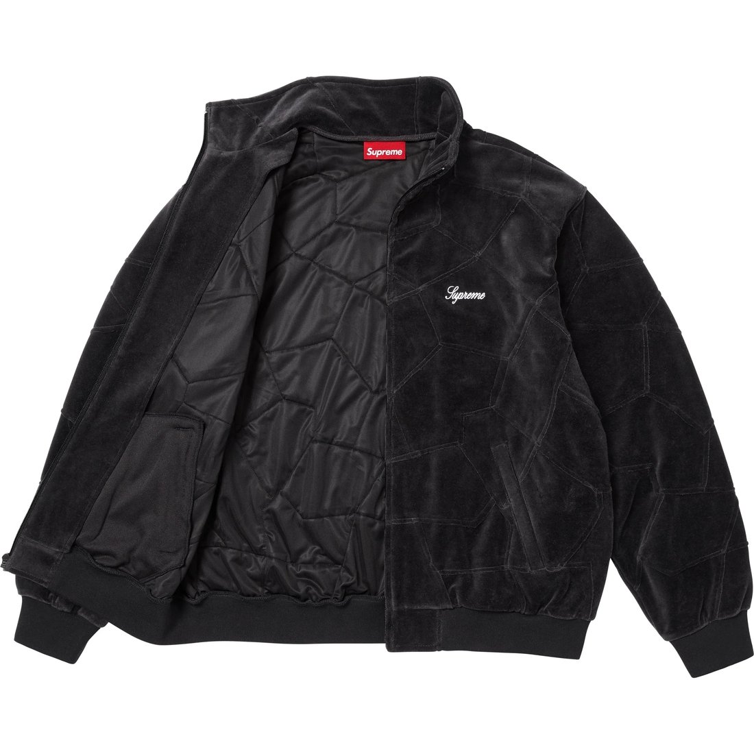 Supreme Patchwork Velour Track Jacket (SS25) - Black - $238