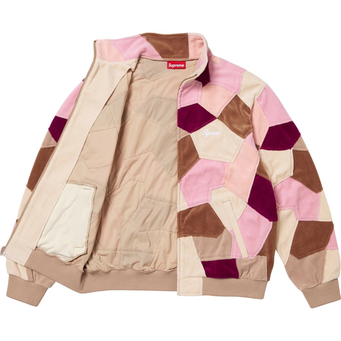 Supreme Patchwork Velour Track Jacket (SS25) - Tan - $238