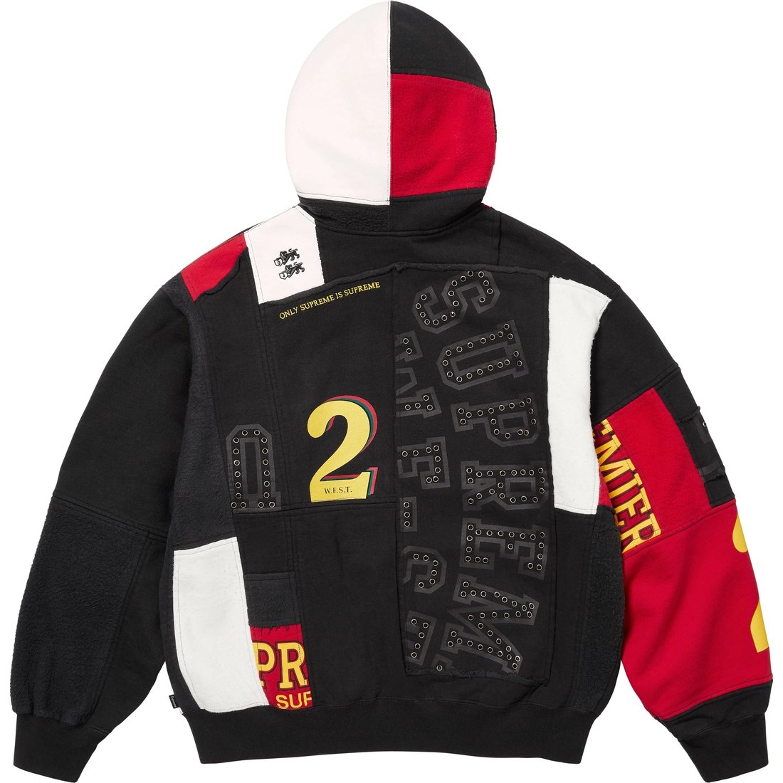 Supreme Patchwork Zip Up Hooded Sweatshirt (SS25) - Black - $238