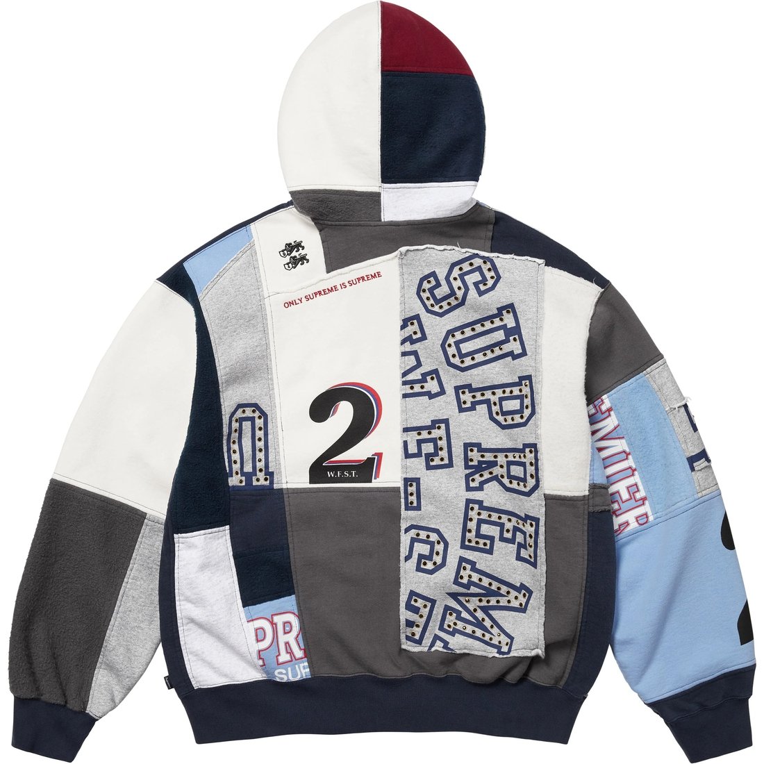 Supreme Patchwork Zip Up Hooded Sweatshirt (SS25) - Navy - $238